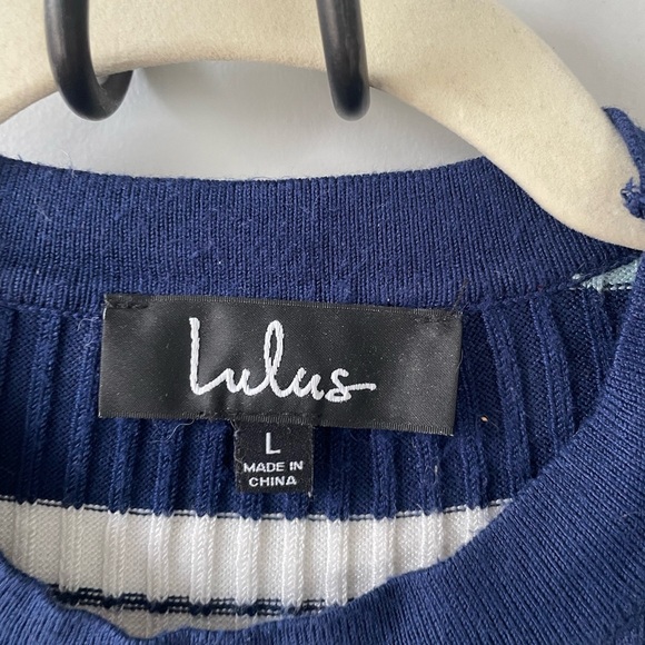 Lulu’s, women’s large, ribbed striped high neck sleeveless mini dress - Picture 2 of 6